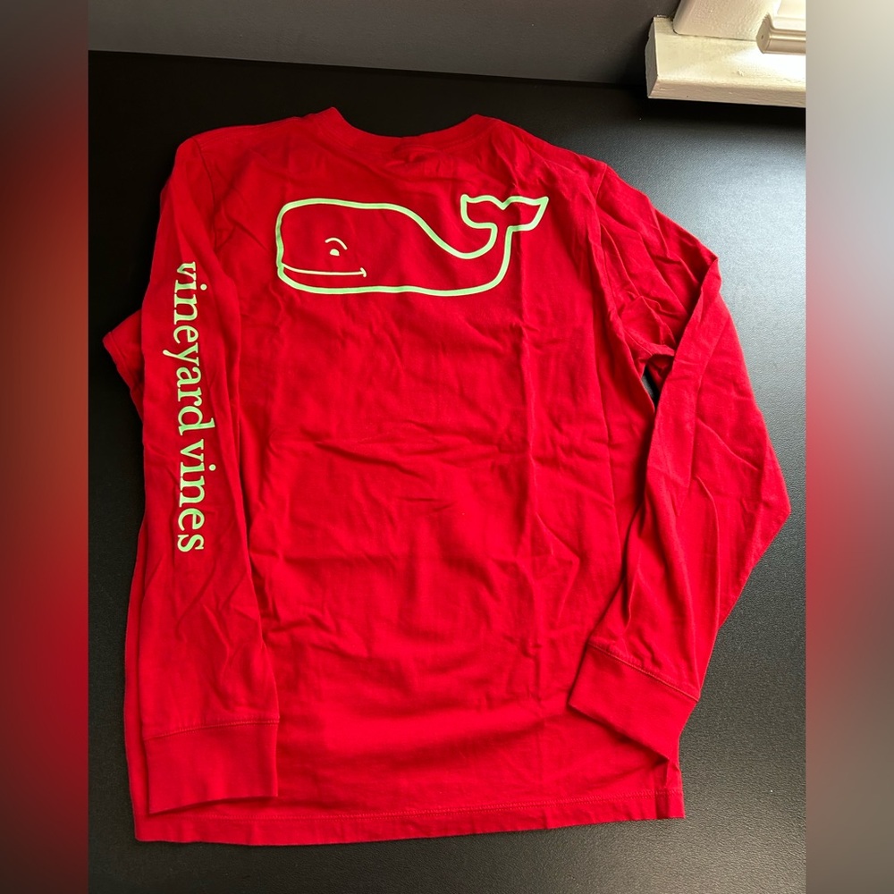 Vineyard Vines Youth‎ Large Red Long Sleeve Logo T Shirt Cotton Preppy Beachy